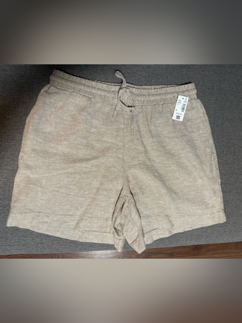 Reitmans Light Beige Drawstring Linen-Blend Shorts